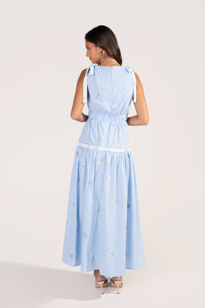 Wisteria Soft Blue Floral Day Dress