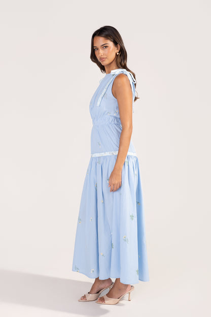 Wisteria Soft Blue Floral Day Dress