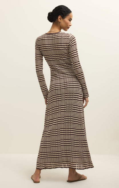 Rosetta Striped Rib Midi Dress