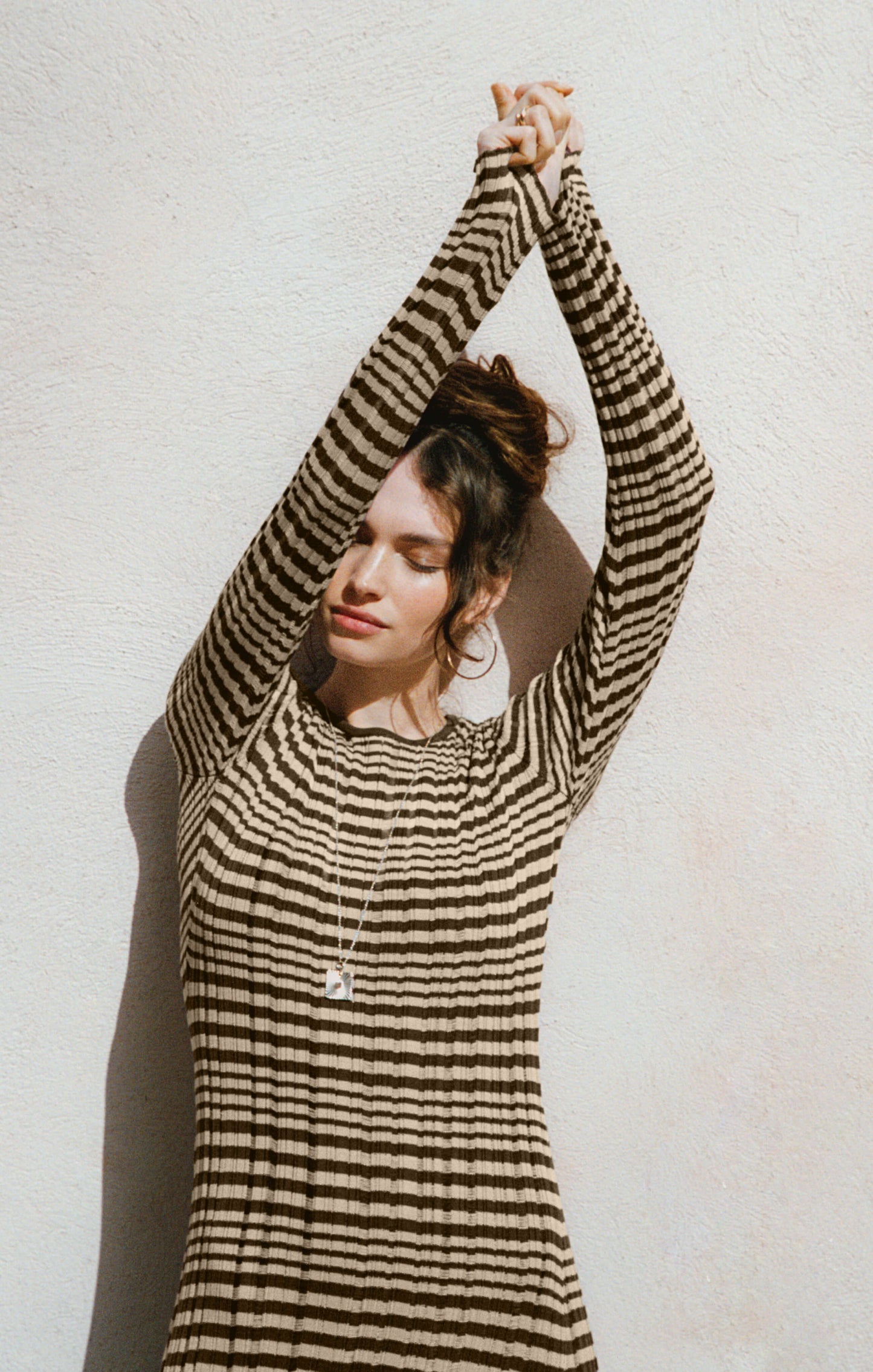 Rosetta Striped Rib Midi Dress