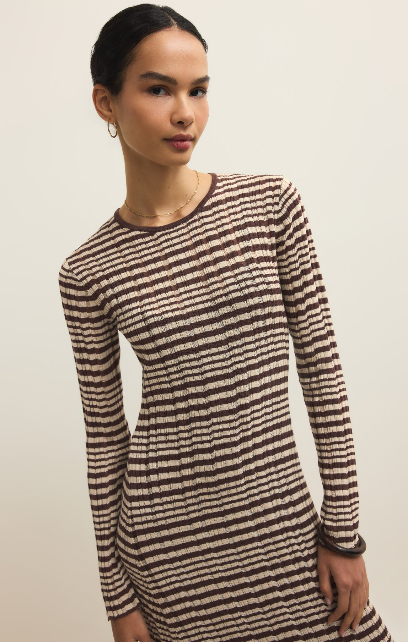 Rosetta Striped Rib Midi Dress