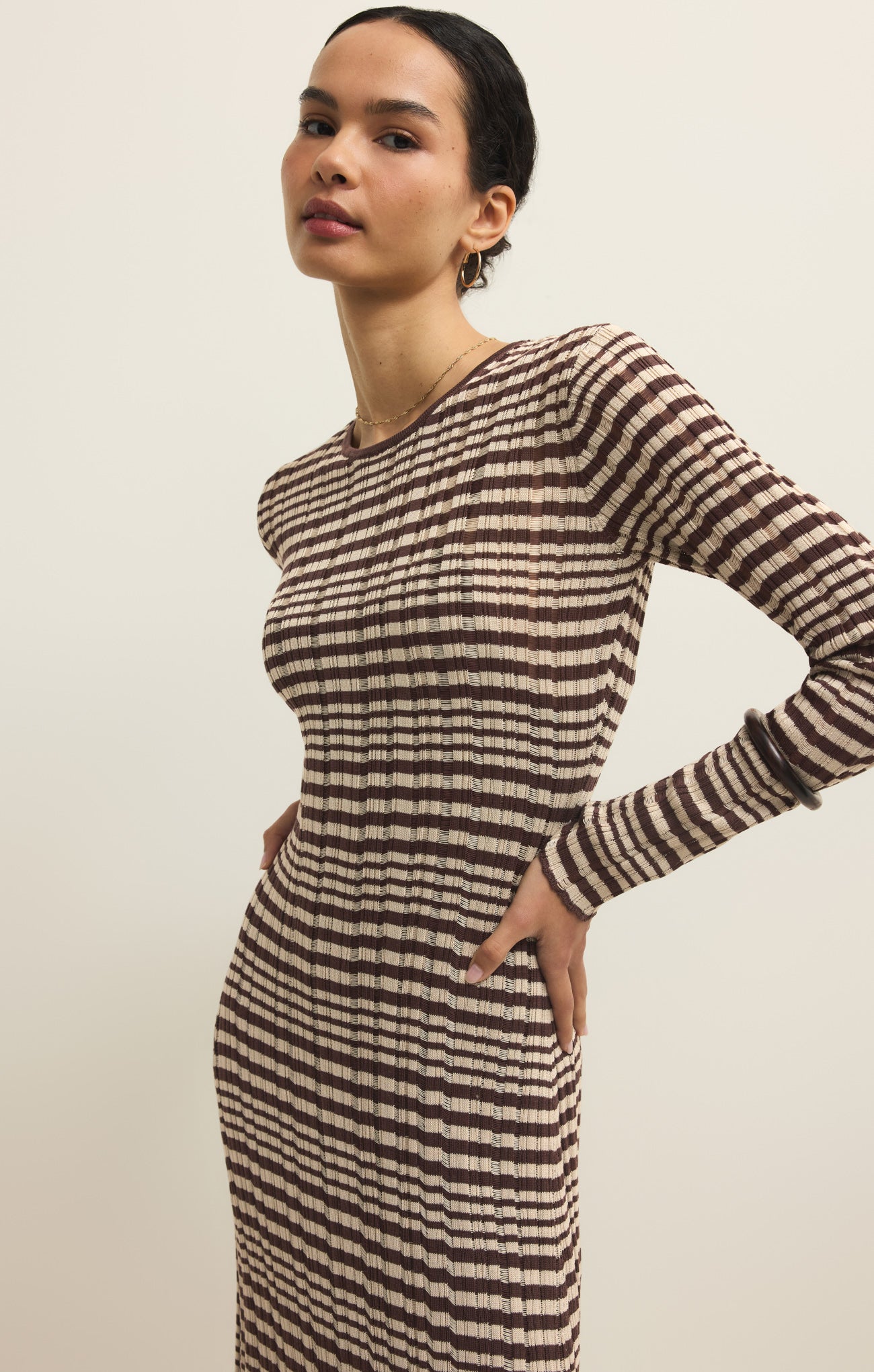 Rosetta Striped Rib Midi Dress