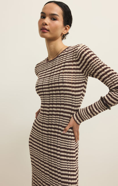 Rosetta Striped Rib Midi Dress