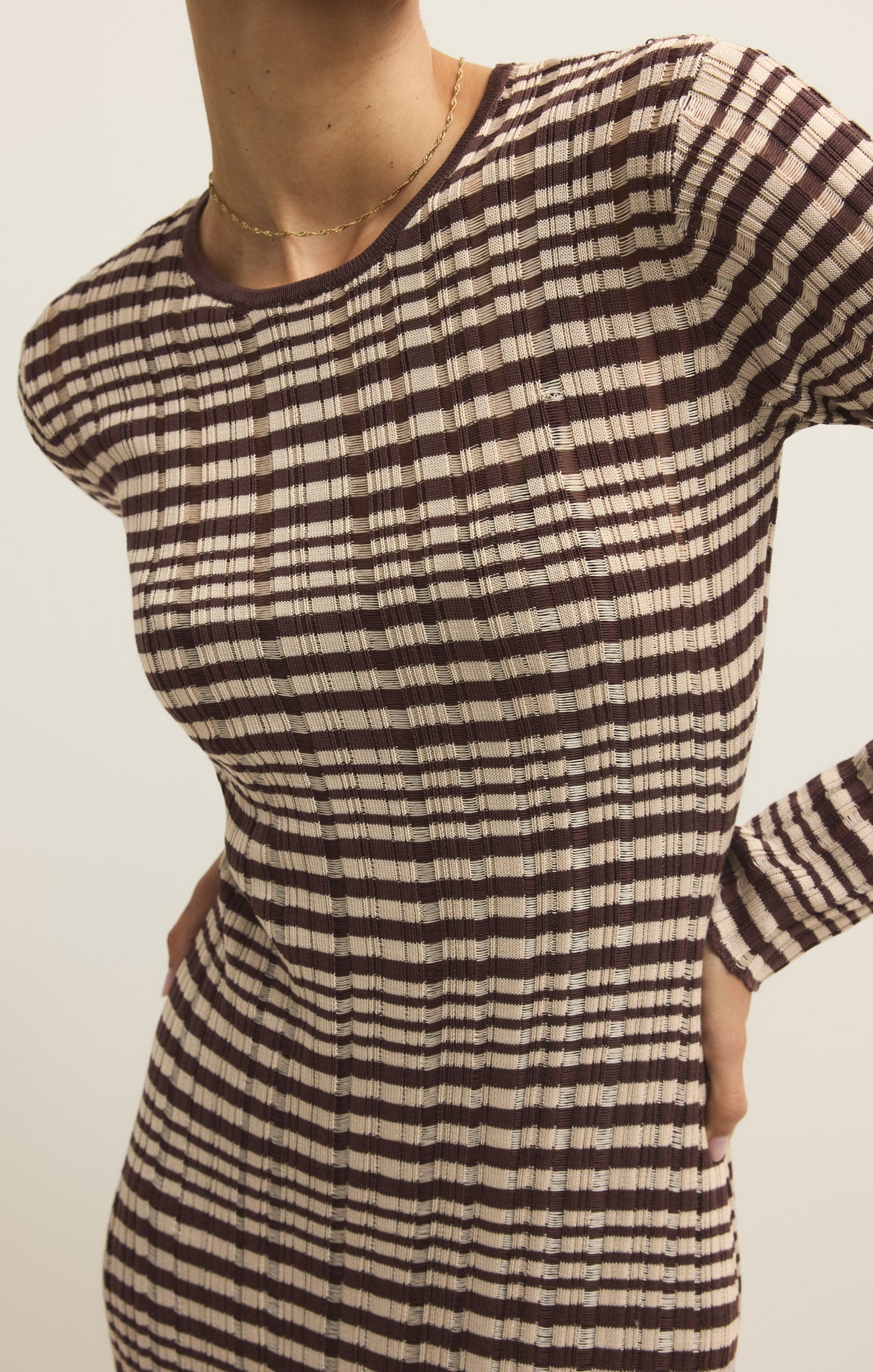 Rosetta Striped Rib Midi Dress