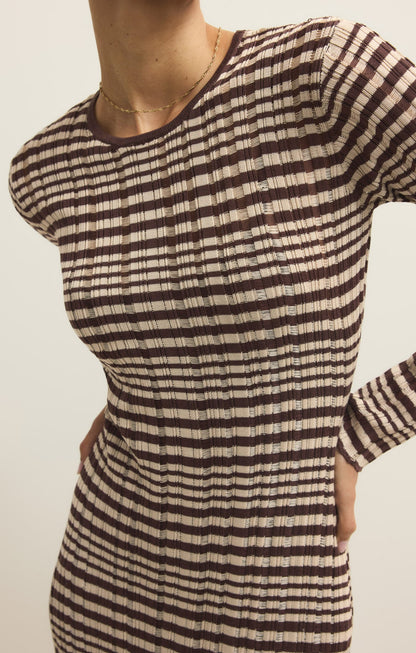 Rosetta Striped Rib Midi Dress