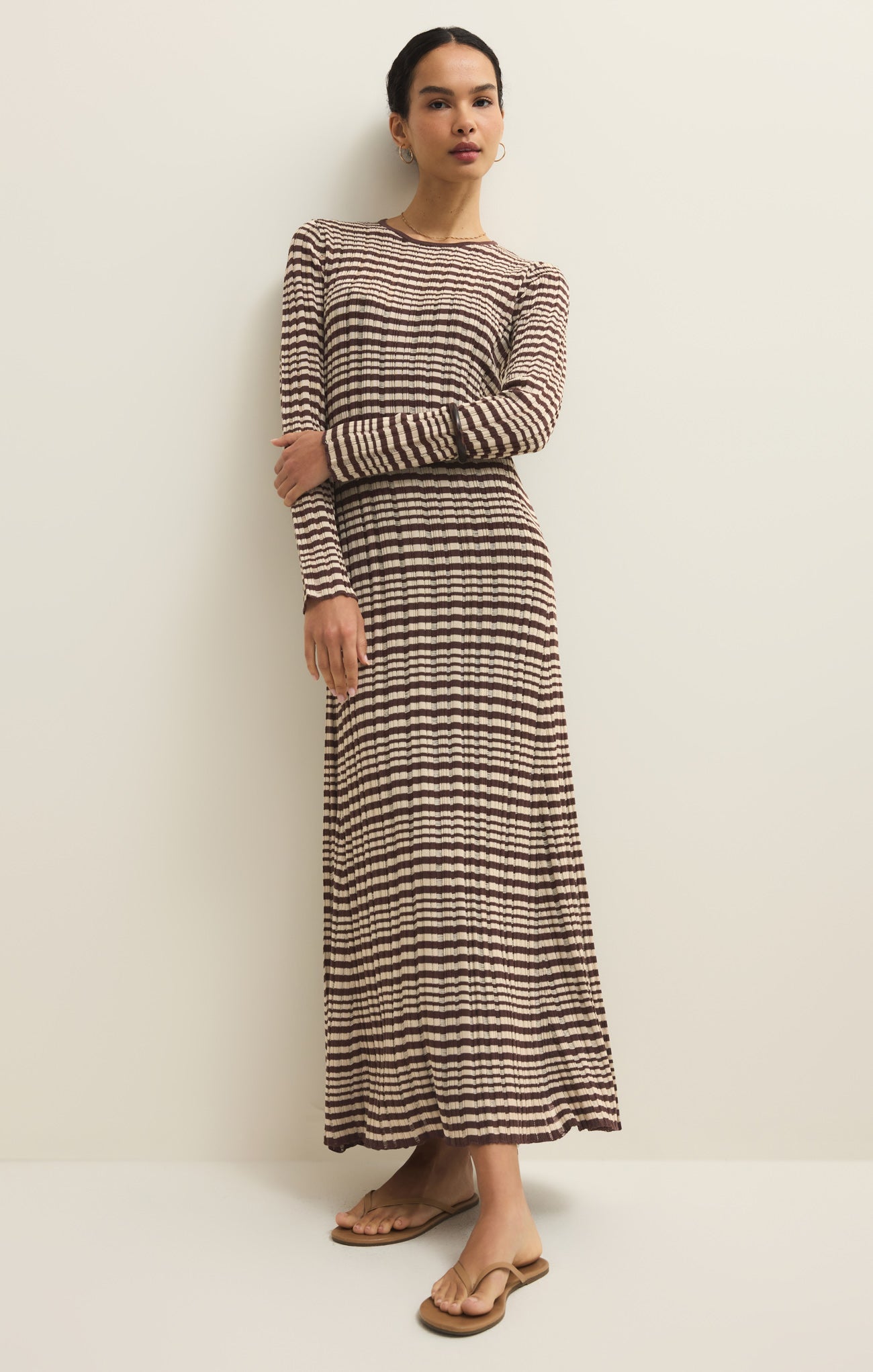 Rosetta Striped Rib Midi Dress