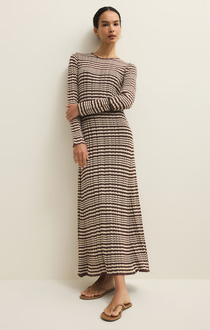 Rosetta Striped Rib Midi Dress