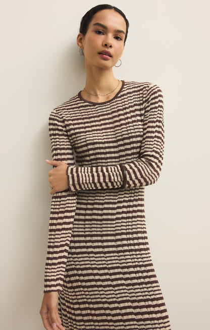 Rosetta Striped Rib Midi Dress