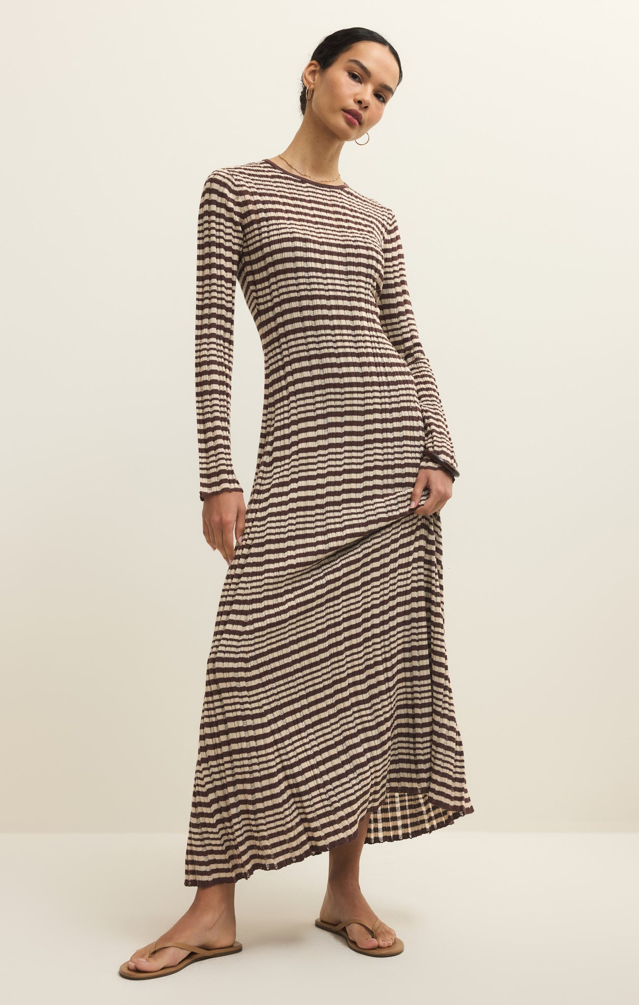 Rosetta Striped Rib Midi Dress