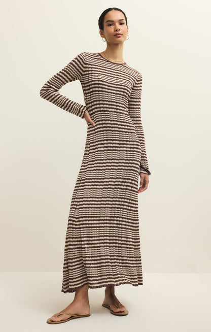 Rosetta Striped Rib Midi Dress