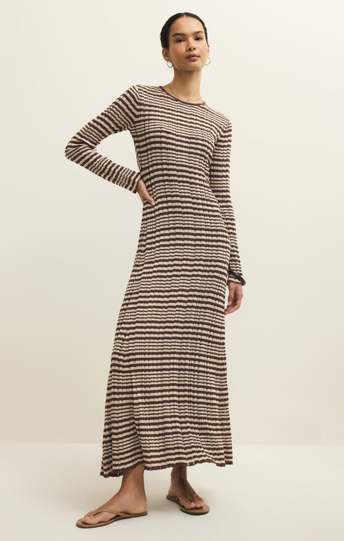 Rosetta Striped Rib Midi Dress