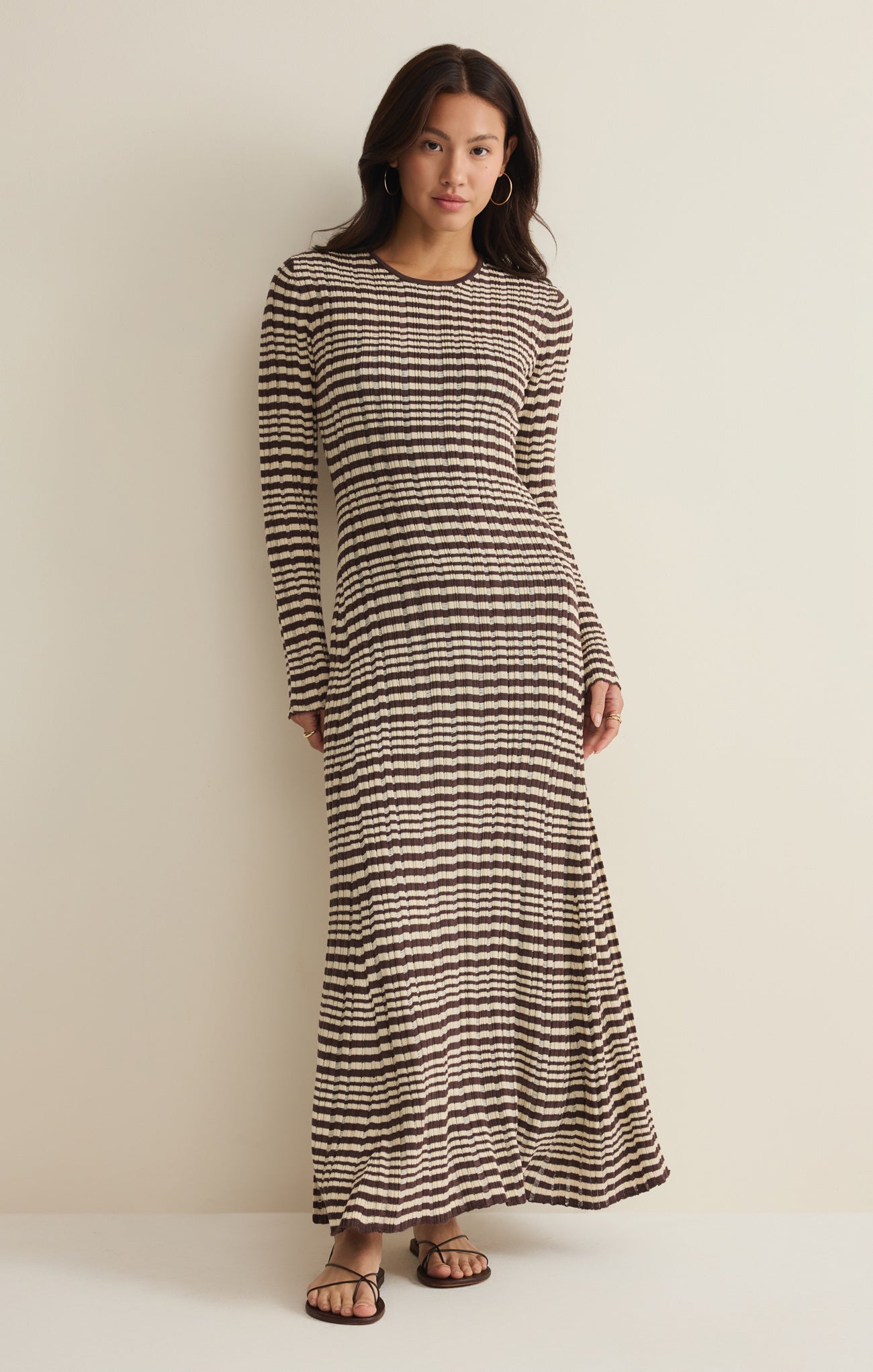 Rosetta Striped Rib Midi Dress