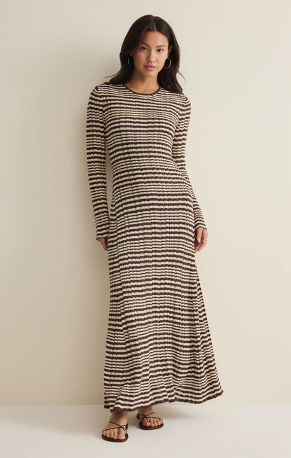 Rosetta Striped Rib Midi Dress