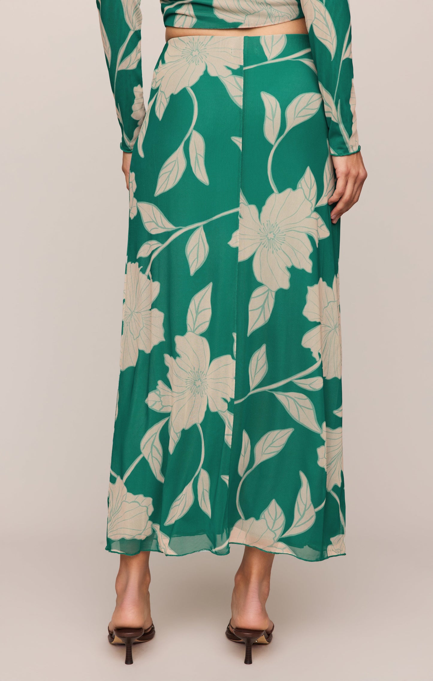 Eda Bloom Floral Mesh Maxi Skirt