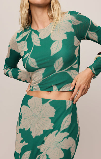 Eda Bloom Floral Mesh Maxi Skirt