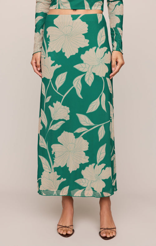 Eda Bloom Floral Mesh Maxi Skirt