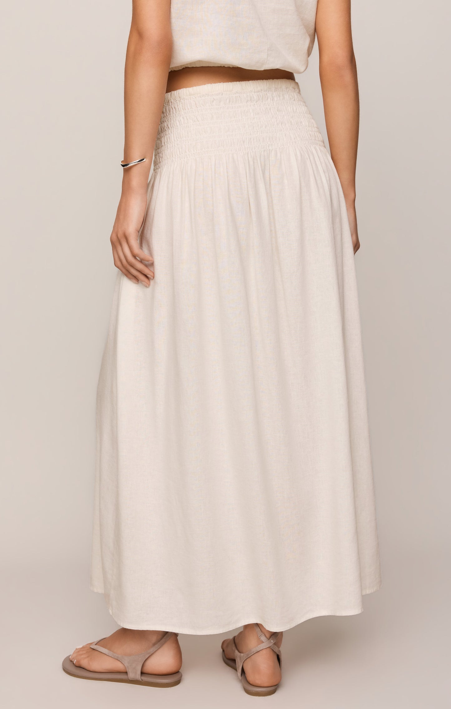 Brooke Smocked Linen Maxi Skirt