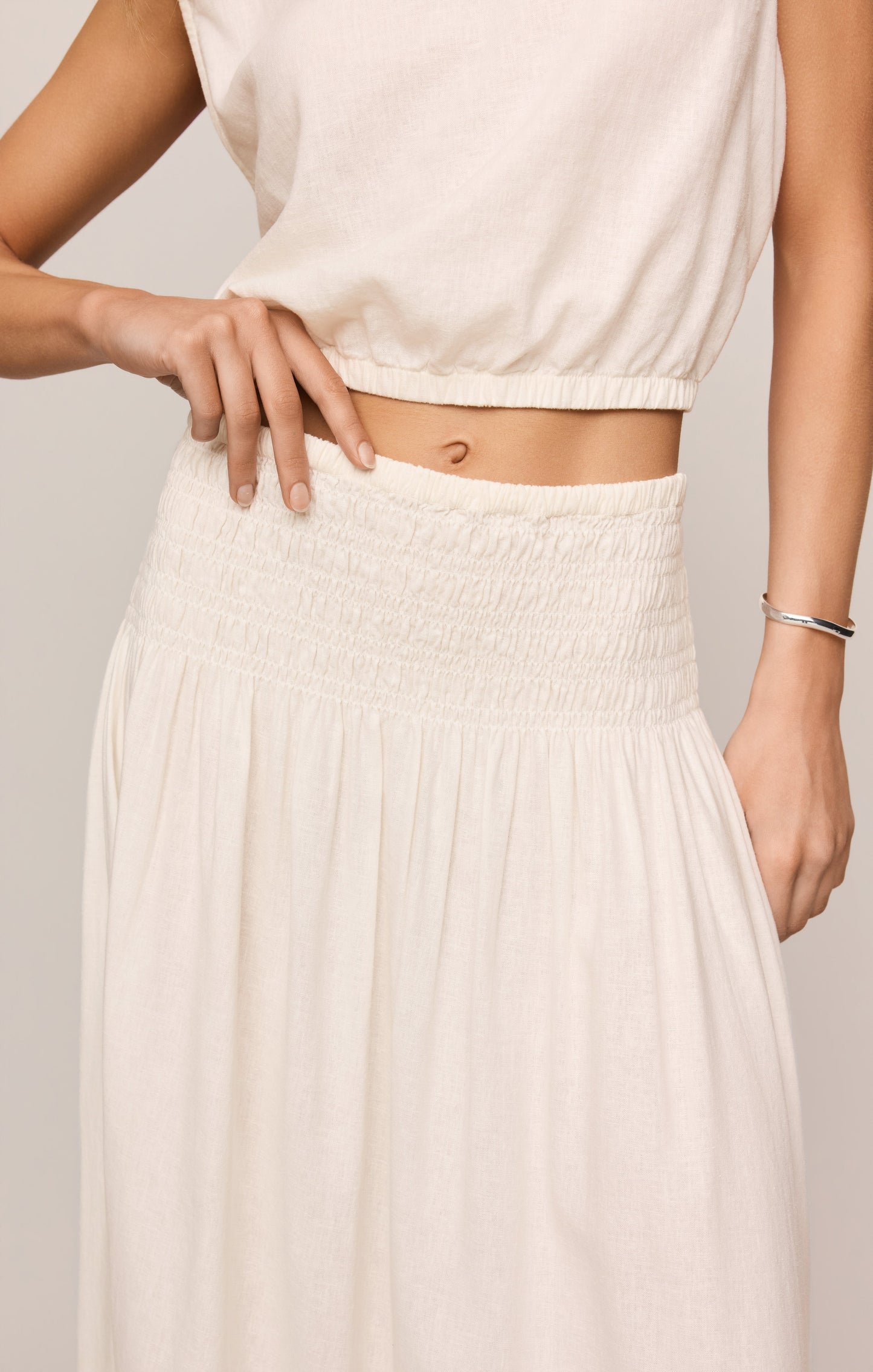 Brooke Smocked Linen Maxi Skirt