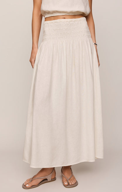 Brooke Smocked Linen Maxi Skirt
