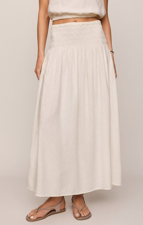 Brooke Smocked Linen Maxi Skirt