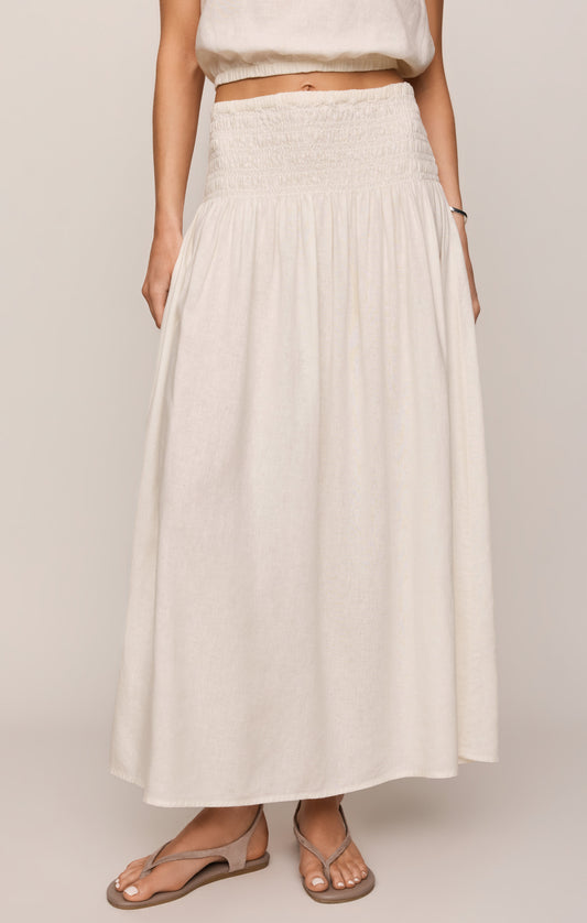 Brooke Smocked Linen Maxi Skirt