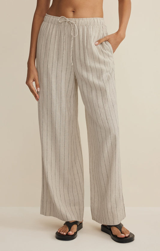 Henri Striped Linen Wide Leg Pant