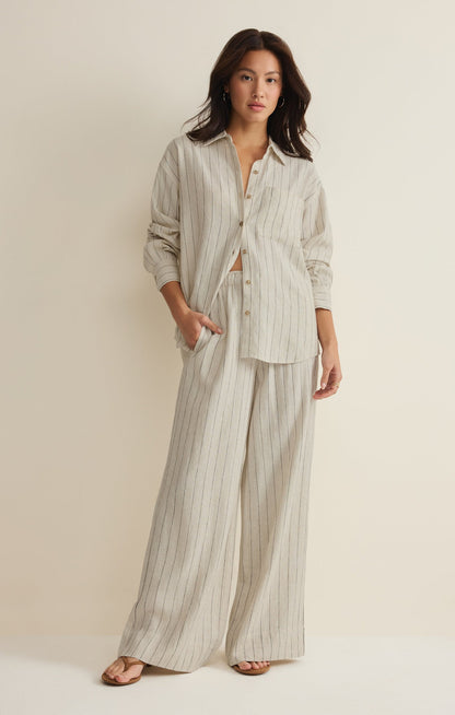 Henri Striped Linen Wide Leg Pant
