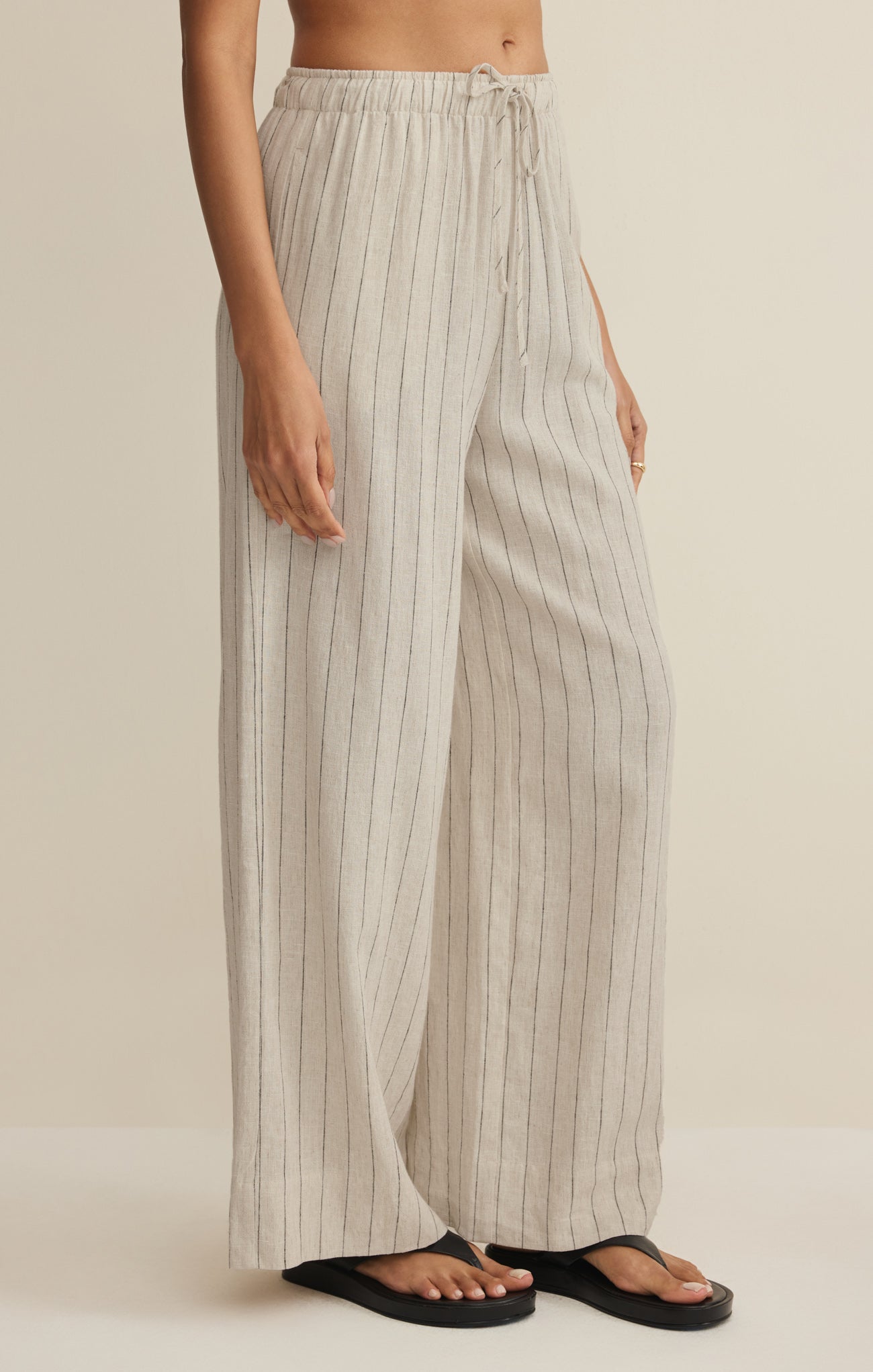 Henri Striped Linen Wide Leg Pant