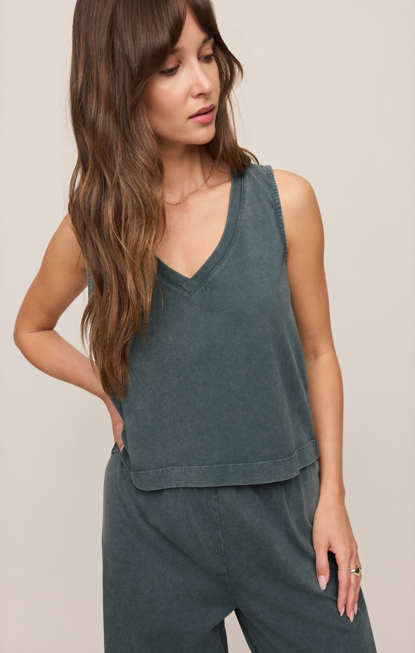 Sloane V-Neck Cotton Jersey Tank