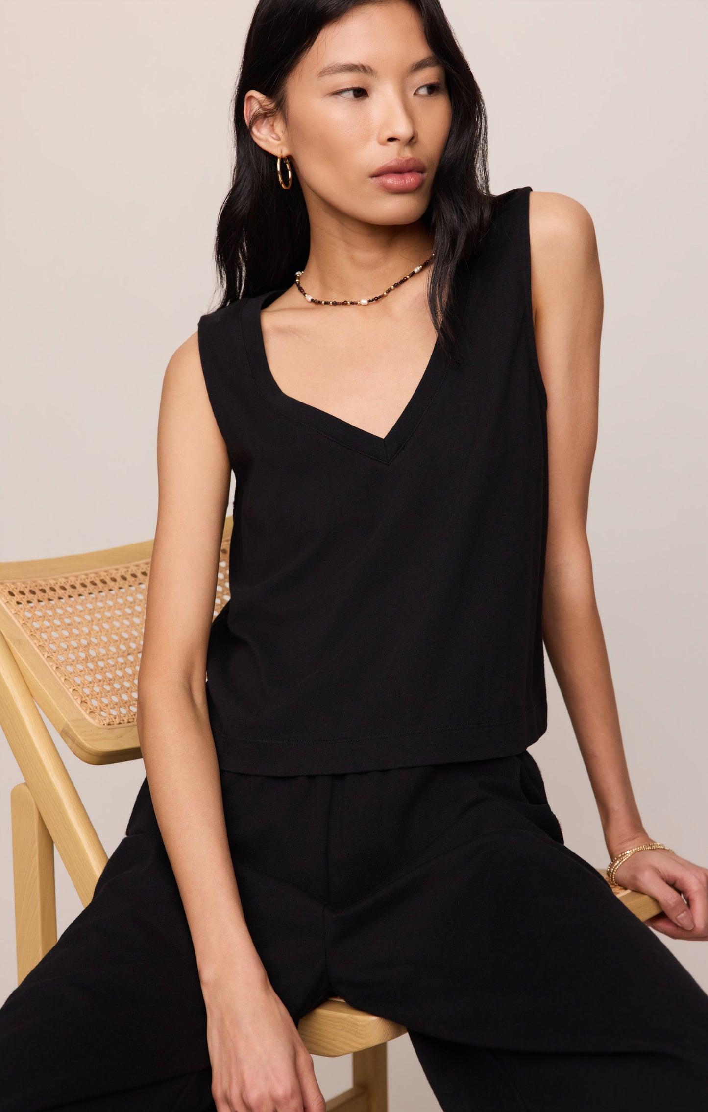 Sloane V-Neck Cotton Jersey Tank