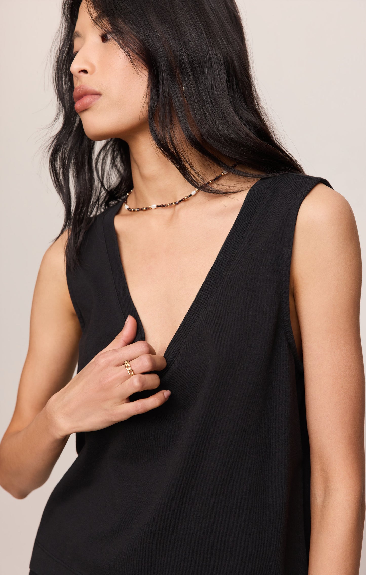 Sloane V-Neck Cotton Jersey Tank