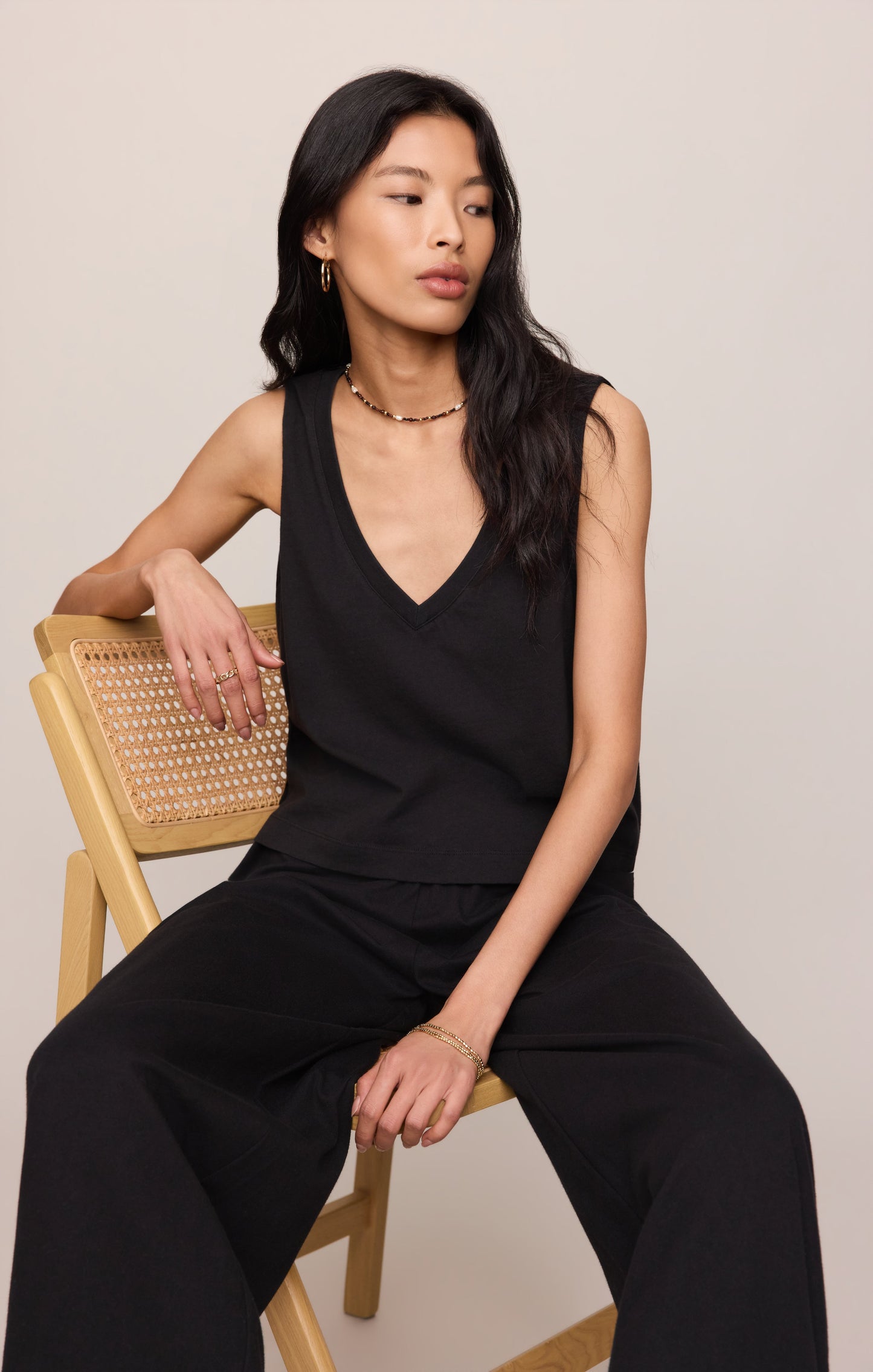 Sloane V-Neck Cotton Jersey Tank