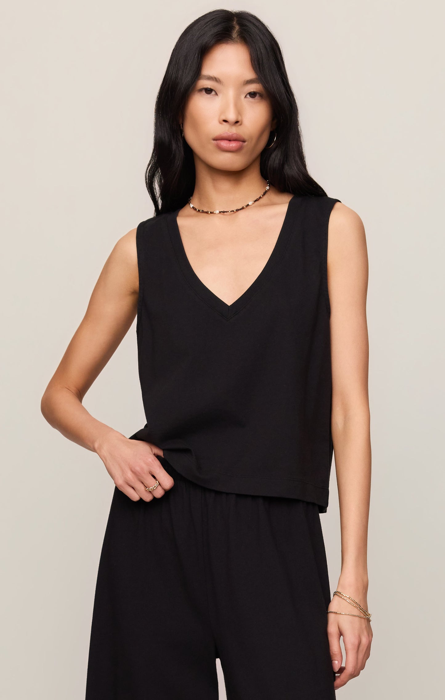 Sloane V-Neck Cotton Jersey Tank