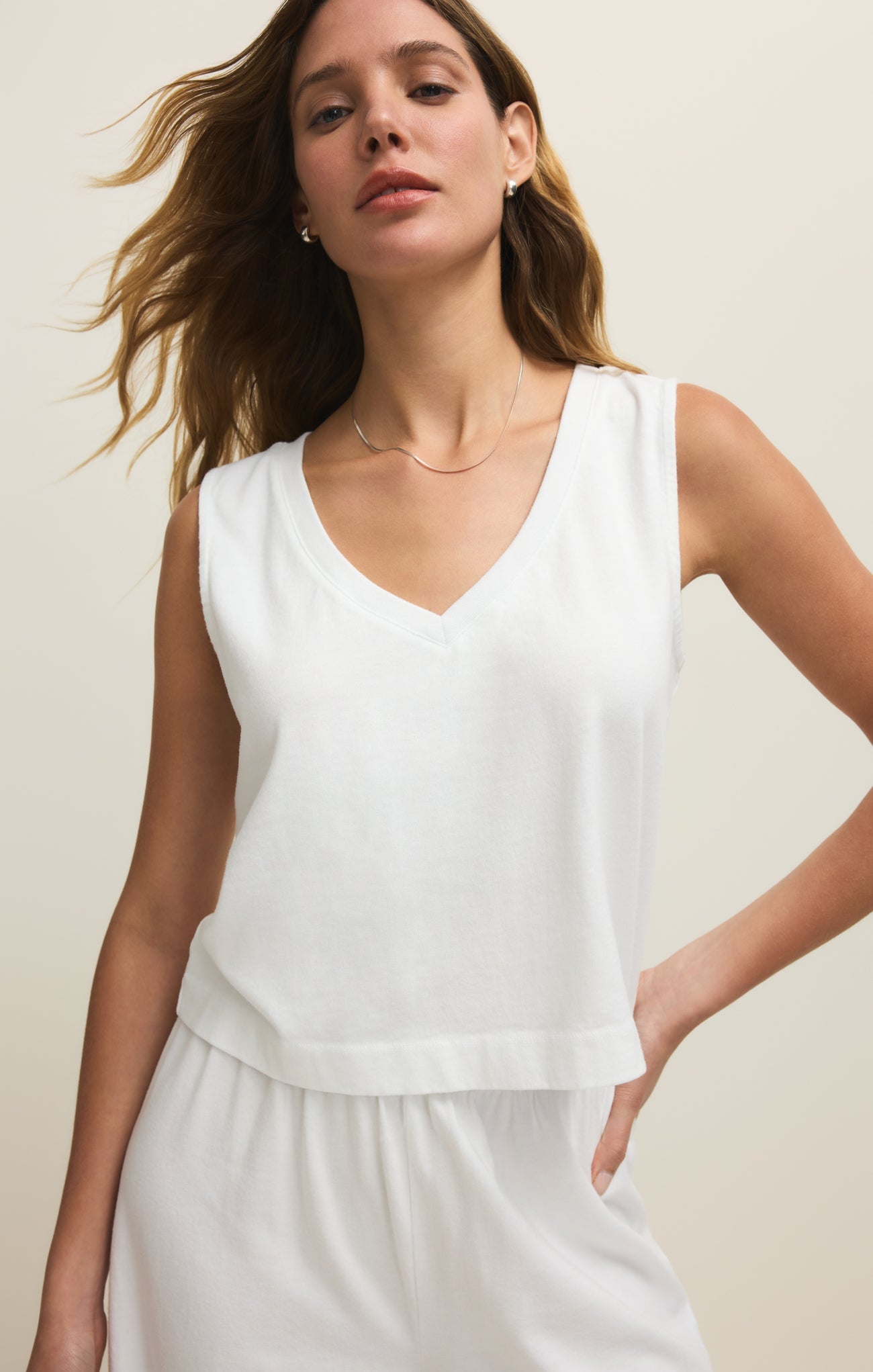 Sloane V-Neck Cotton Jersey Tank