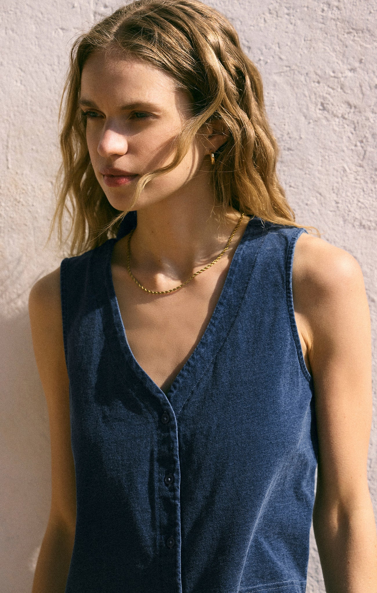 Solace V-Neck Jersey Denim Tank