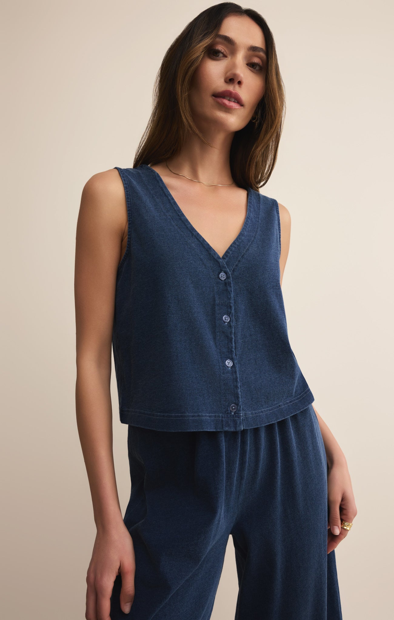 Solace V-Neck Jersey Denim Tank
