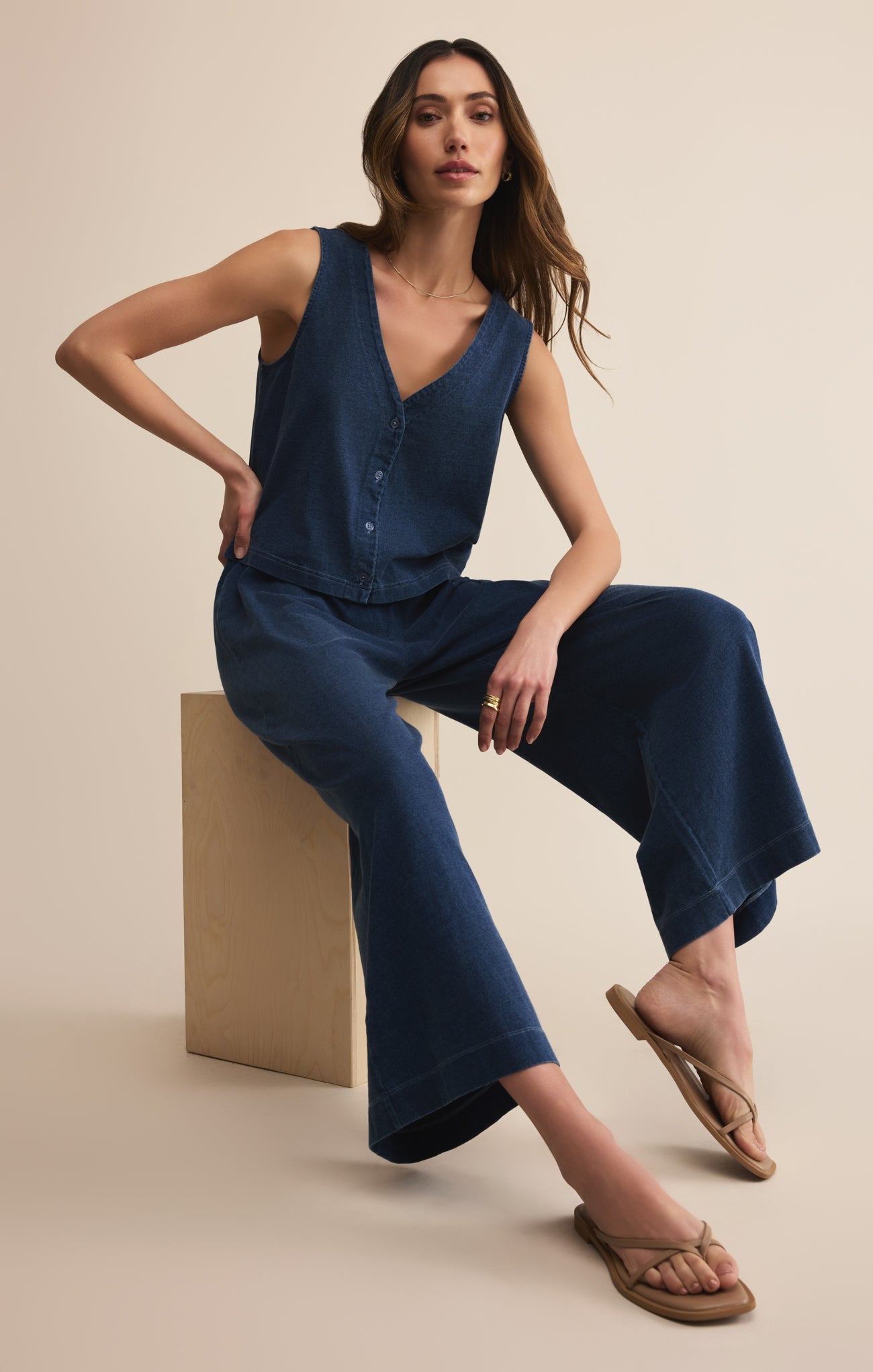Solace V-Neck Jersey Denim Tank