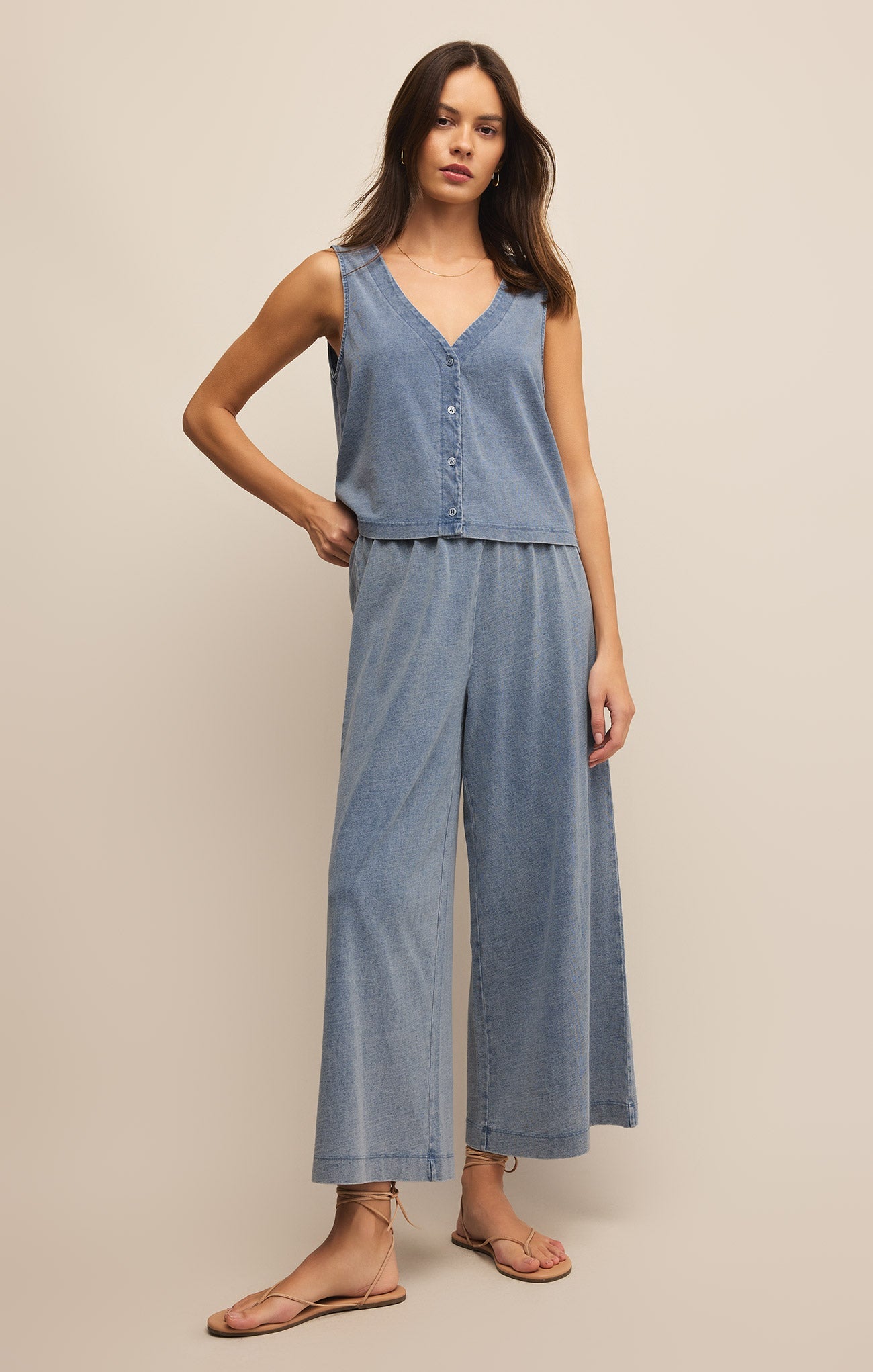 Solace V-Neck Jersey Denim Tank