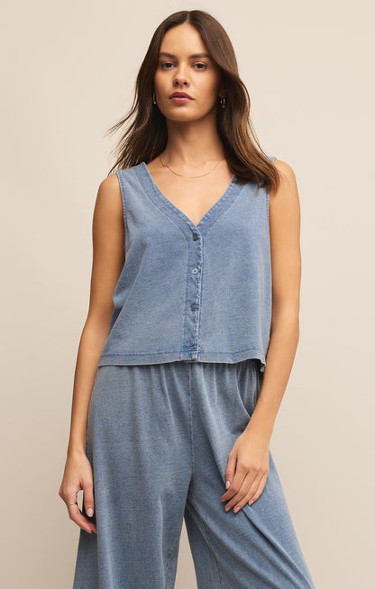 Solace V-Neck Jersey Denim Tank