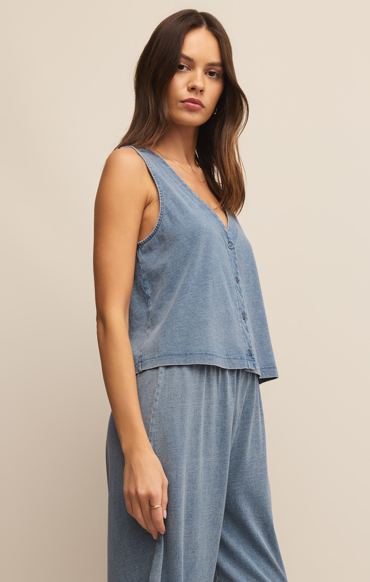 Solace V-Neck Jersey Denim Tank