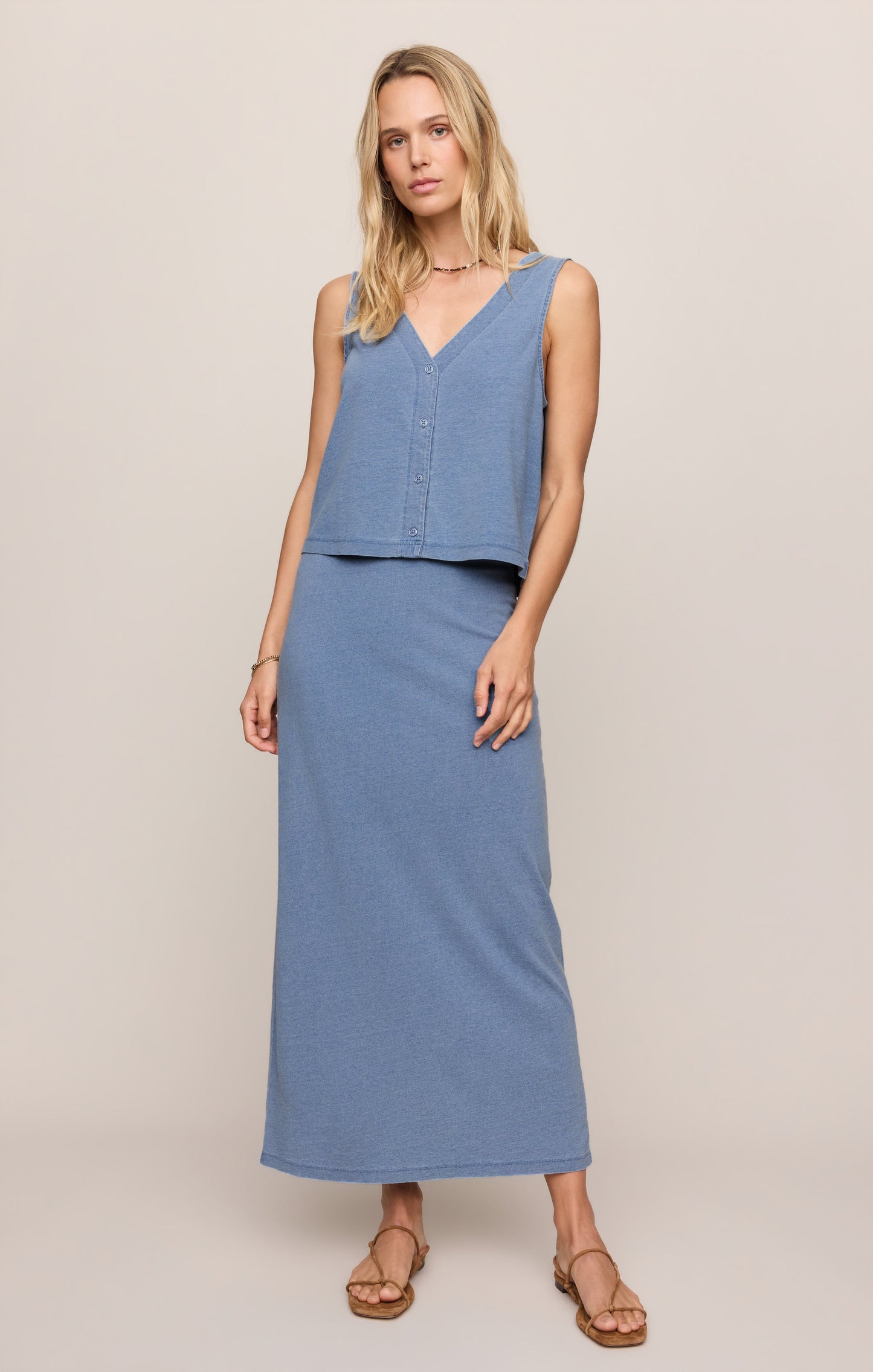 Solace V-Neck Jersey Denim Tank