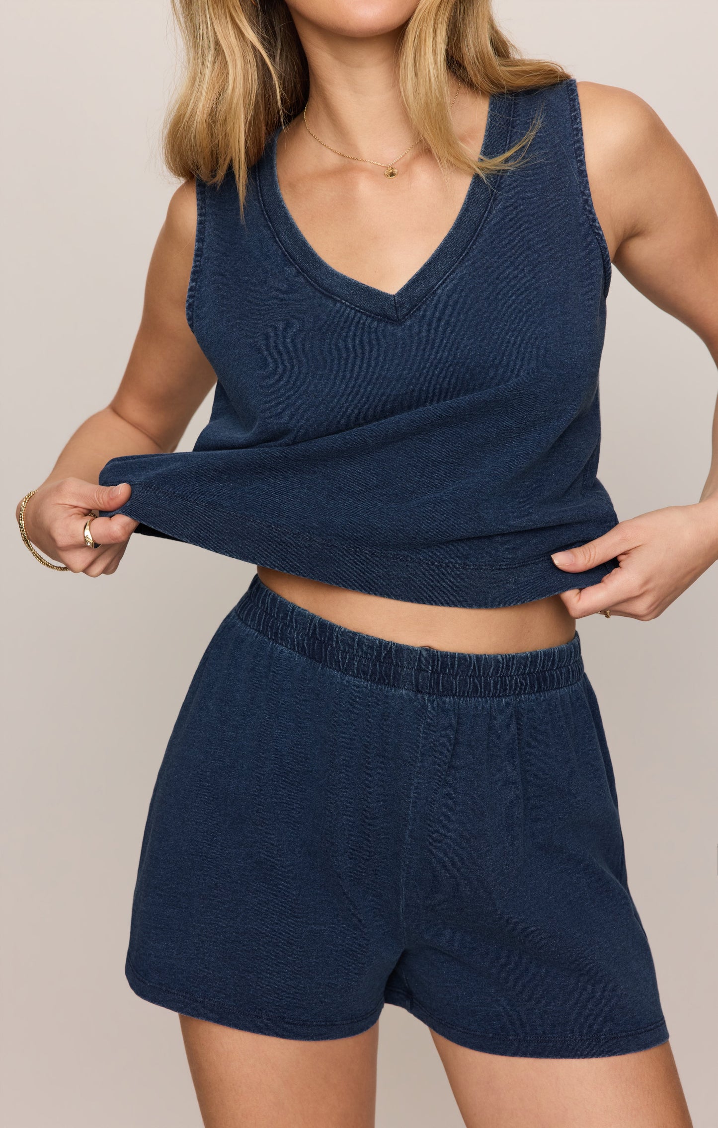 Sloane V-Neck Jersey Denim Tank