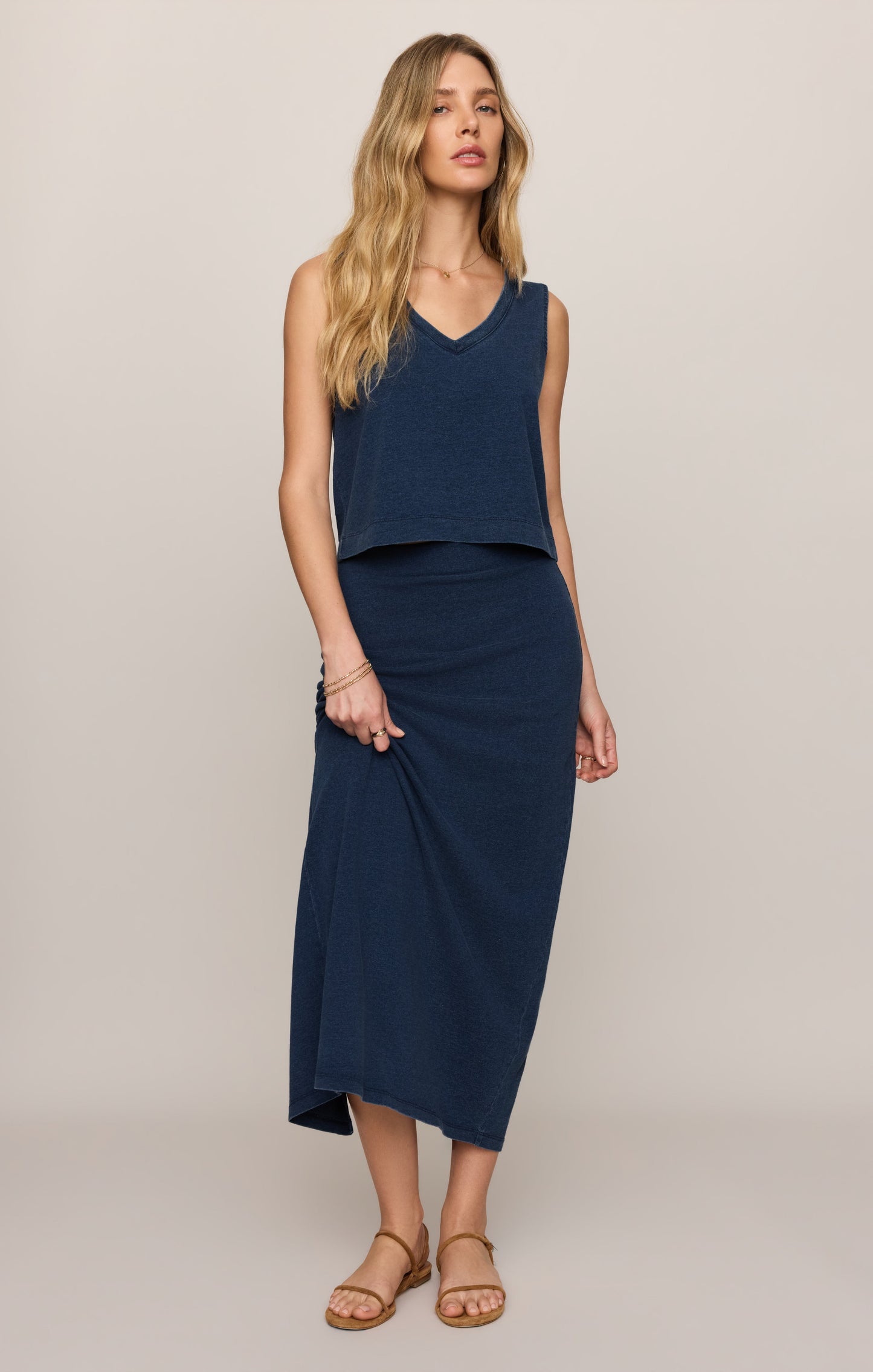 Sloane V-Neck Jersey Denim Tank