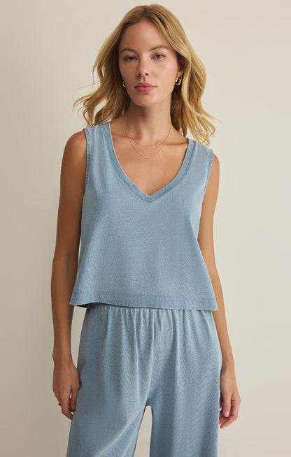 Sloane V-Neck Jersey Denim Tank