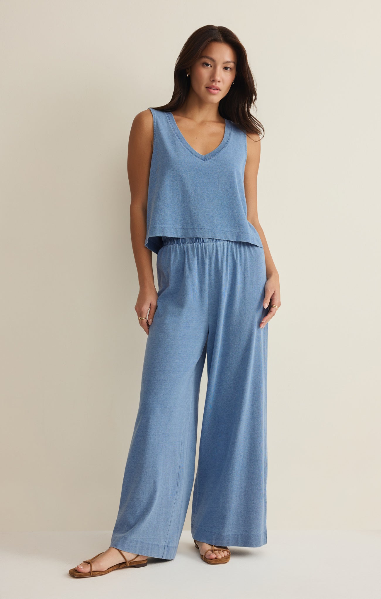 Sloane V-Neck Jersey Denim Tank
