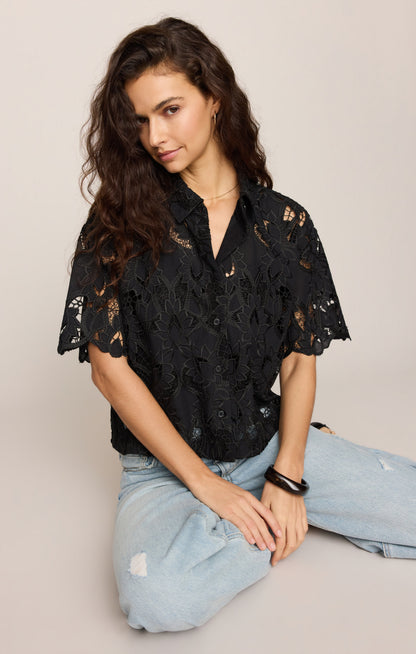 Midnight Embroidered Top
