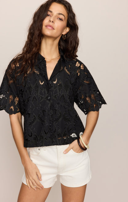 Midnight Embroidered Top