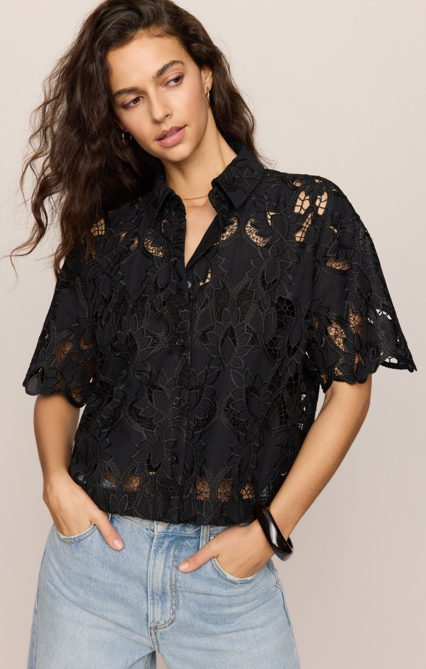 Midnight Embroidered Top