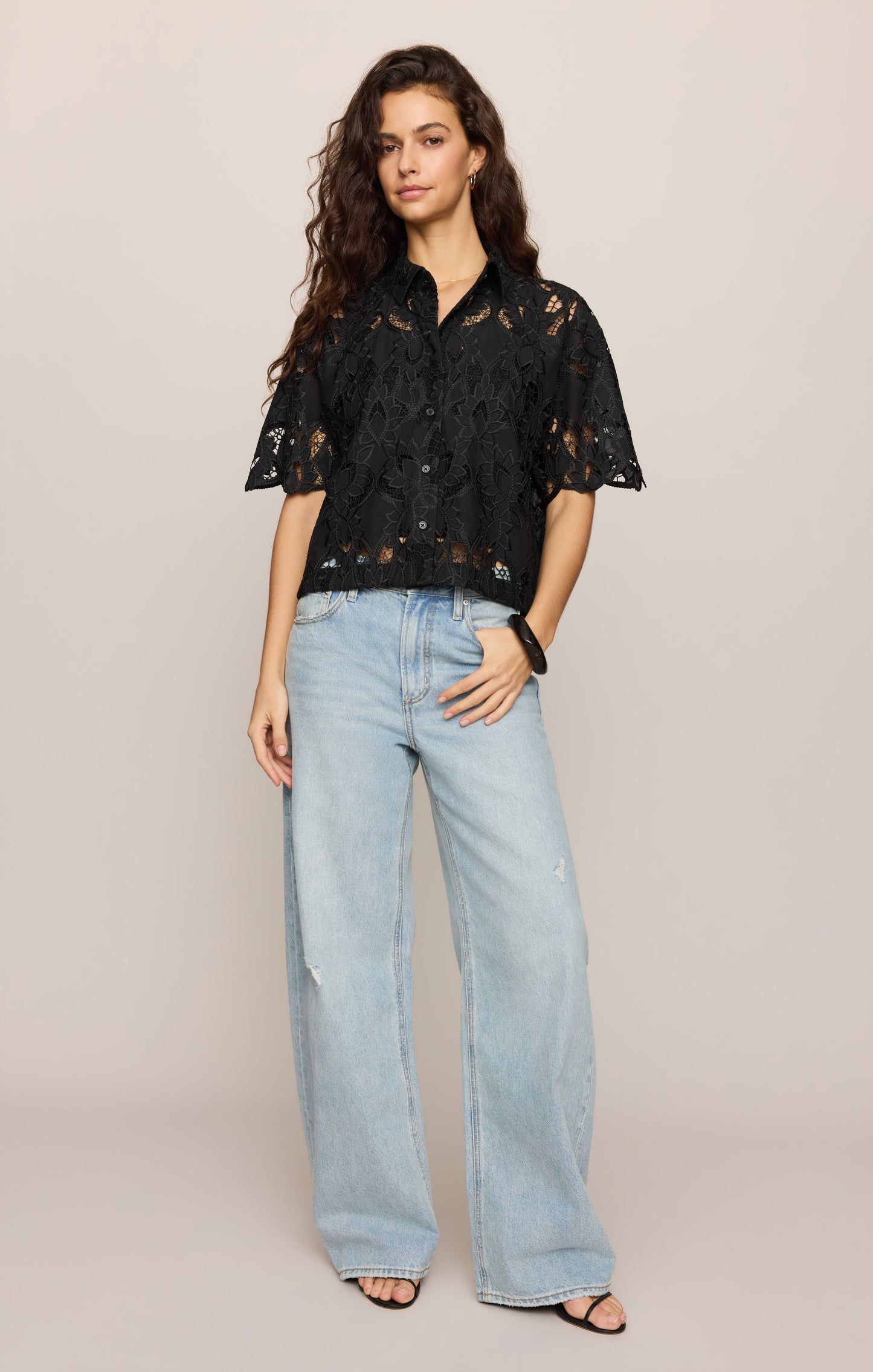 Midnight Embroidered Top