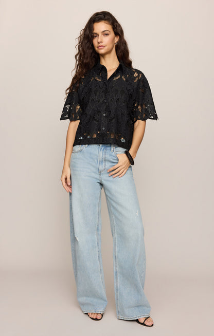 Midnight Embroidered Top